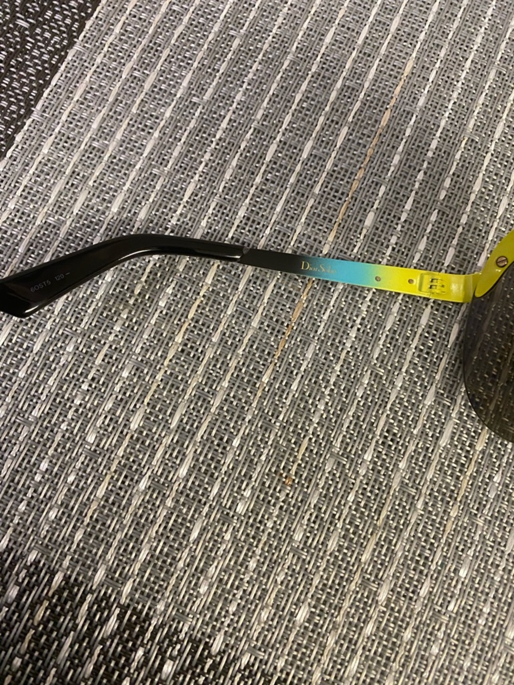 Dior Mirrored Blue Lens Shield Sunglasses with Pink and Yellow Accents - Picture 4 of 6